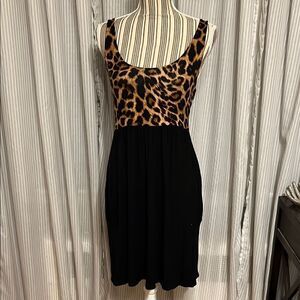 Leopard Print and Black Dress